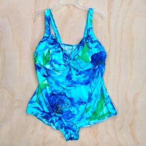 Avenue Plus Size Blue Floral One Piece Swimsuit